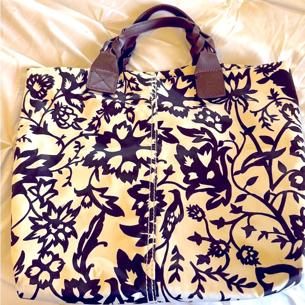 GAP Floral Black and Cream Tote Bag Y2K